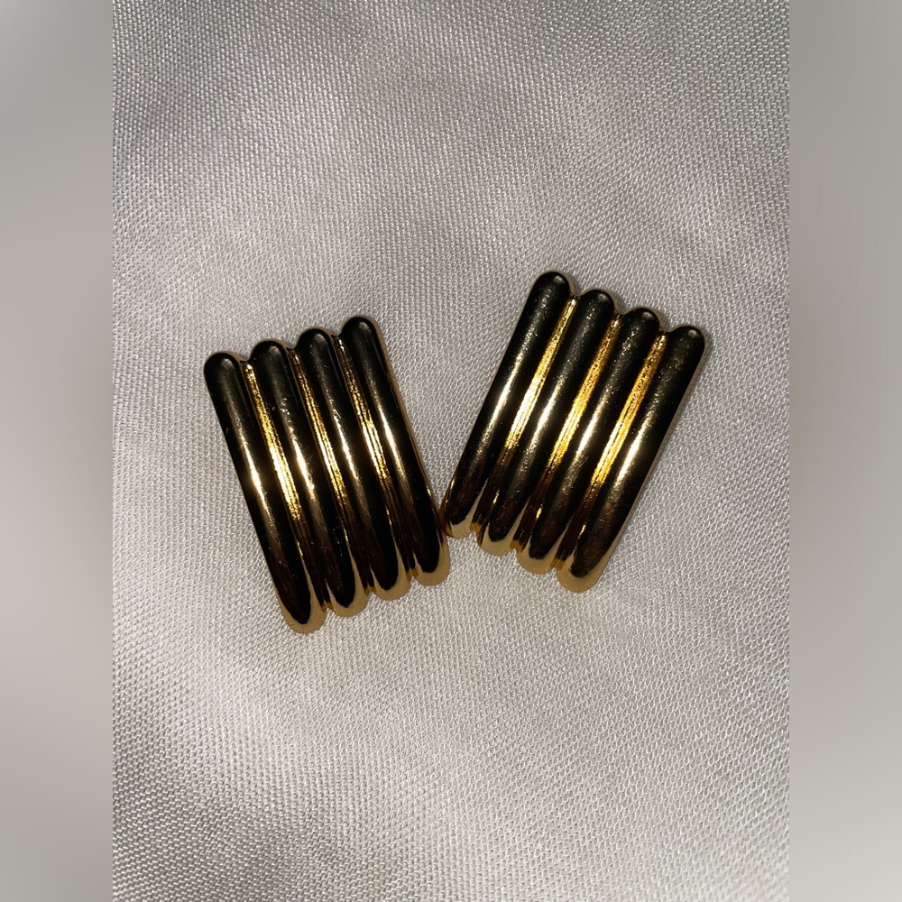 18K Gold-Plated Textured Rectangular Earrings